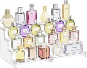 Lifewit 4 Tier Clear Display Risers Stand, 2 Pack Plastic Organizers for Figures, Perfume, Dessert, Desktop Display Stand