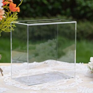 UNIQOOO Plain Clear Acrylic Card Box w Slot, DIY Wedding Box Blank No Print, Large 10x10x55 in, for Reception Decoration Fundraiser Money Box Election Ballot Graduation Keepsake Party Favor