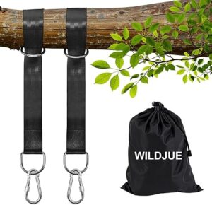 Tree Swing Hanging Straps Kit Holds 2000 lbs,5ft Extra Long Strap with Safer Lock Snap Carabiner Hooks Perfect for Tree Swing & Hammocks,Carry Pouch Easy Fast Installation, Black