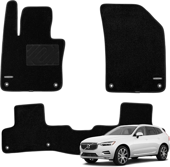 WENNEBIRD Superior Carpet Floor Mats for 2018-2025 Volvo XC60 (Not for Plug-in Hybrid), 0.6-Inch Ultra-Thick, Noise-Reducing, All-Weather Waterproof Anti-Slip – 3-Pc Set