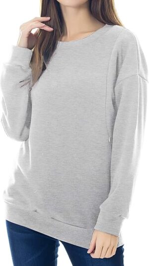 Smallshow Nursing Sweatshirt Long Sleeve T-Shirt Blouse Breastfeeding Pullover Tops Nursing Shirt
