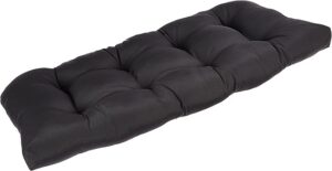 Pillow Perfect Fresco Solid Indoor/Outdoor Wicker Patio Sofa/Swing Cushion Tufted, Weather and Fade Resistant, 19" x 44", Black