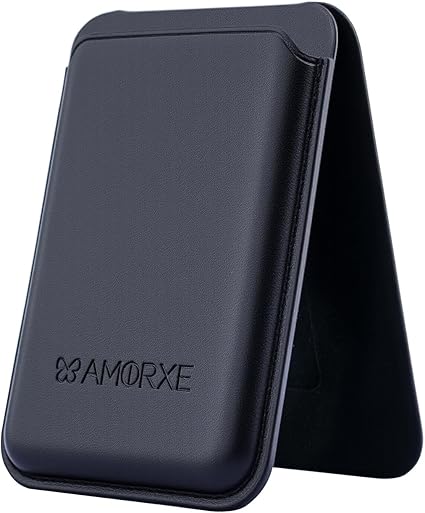 MagSafe Wallet & Cardholder with Stand, Strong N52 Magnets, Slim Leather Design, Spring Clip Hold 1–3 Cards Securely, Compatible with iPhone 17/16/15/14/13/12 Series (Not 12/13 Mini),Black