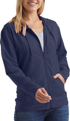Hanes Women's Jersey Full Zip Hoodie