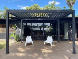 Yulan Outdoor Aluminium Pergola with Adjustable Blade Rectangular in Grey 3x4 (410391)