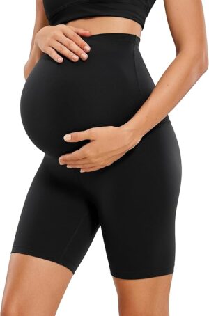 CRZ YOGA Womens Butterluxe Maternity Yoga Biker Shorts Over The Belly 4" / 6" - Pregnancy Workout Running Athletic