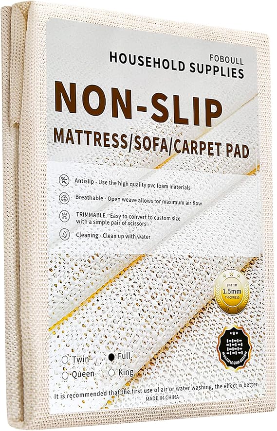 Mattress Slide Stopper and Gripper, Twin, Keep Bed and Topper Pad from Sliding for Sofa, Couch, Chair Cushion, Mattresses, Easy Trim, Slip Resistant, Grips Helps Stop Slipping - Full