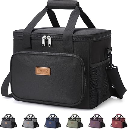 Lifewit Large Lunch Bag Insulated Lunch Box Soft Cooler Cooling Tote for Adult Men Women, Black 24-Can (15L)