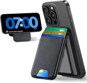 ESR Upgraded for MagSafe Wallet, 5 Card Holder, RFID Blocking, Magnetic Wallet for iPhone with Adjustable Stand, Slim for iPhone 17/16/15/14/13/12, Google Pixel 10,Not for Mini, Vegan Leather, Black