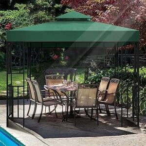 3x3m Gazebo Top Replacement for 2 Tier Outdoor Canopy Cover Patio Garden Yard