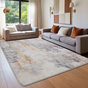 Calore Rugs for Living Room Soft Modern Carpet Non-Slip Bedroom Rug Large Short Pile Area Rugs Home Decor (Abstract Grey, 120 x 160 cm)