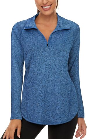 LURANEE Womens UPF 50+ Long Sleeve 1/4 Zip Pullover Athletic Hiking Running Workout Tops