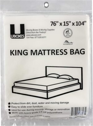 uBoxes Moving Supplies King Mattress Cover/Bag 76" x 15" x 104", Clear