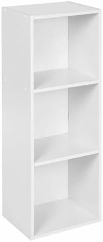 URBNLIVING Tier Wooden Bookcase Shelving Display Storage Shelf Unit Wood Shelves (White, 3 Shelf)