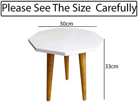 UHUD CRAFTS Beautiful Antique Wooden Fold-able Side Table/End Table/Plant Stand/Stool Living Room Kids Play Furniture Table Round Shape,White,Medium,UC-12