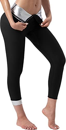 Sauna Pants Women Sweat Capris Slimming Leggings,Mesh Crotch,High Waist Workout Body Shaper Suits