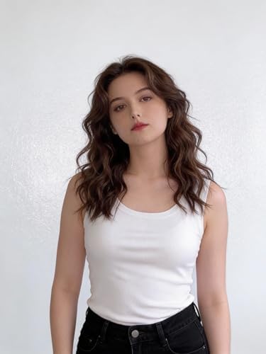 Women's Ice Silk Seamless Vest - Striped Slim Fit Base Shirt Wide Shoulder Strap Sleeveless Round Neck Shirt Vest