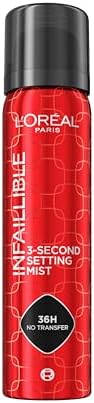 L’Oréal Paris L'Oreal Infallible 3-Second Setting Spray Mist, Microfine Mist for up to 36HR Wear, Clear, 1.76 Fl Oz