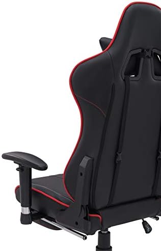 Multi Home Furniture Black & Red Gaming Chair – PU Leather Gaming Chair with Swivel Chair Wheels, Footrest, Adjustable Armrest, Lumbar Support & Back Support – Ergonomic Chair for Home & Gaming Chair