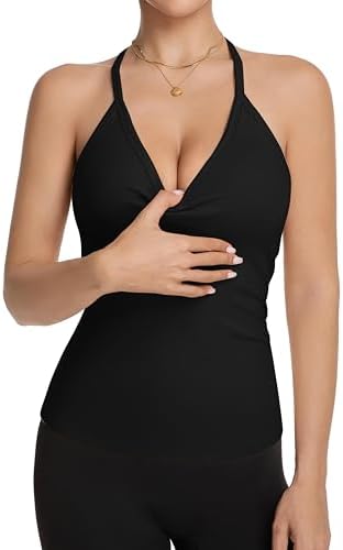 Women Workout Tank Tops V Neck Racerback Going Out Ribbed Basic Slim Fit Yoga Gym Shirts 2025 Summer Camisole