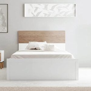 Danube Home Aurora 90X190 Single Bed | Strong And Sturdy Modern Design Wooden Single Bed Furniture | Quiet & Comfortable Bed | Made In Malaysia-White/Natural Oak