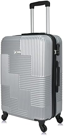 Senator Hard Case Checked Bag 24 Inches Medium Suitcase with Wheels for Unisex – KH110 | ABS Lightweight Hard Shell Luggage with Spinner Wheels 4 (Checked Luggage 24-Inch, Silver)