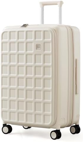 AJI Expandable Top Opening Carry On Luggage Airline Approved, 20 Inch Lightweight Hardside Carry On Suitcase with Spinner Wheels, Travel Luggage for Women Men (Coconut White)