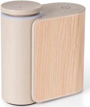 Waterless Essential Oil Diffuser with Solid Wood Lid, 3 Timers, 2 Mist Modes, Silent Dual Fluid Aroma Diffuser, Portable Waterless Fragrance Diffuser