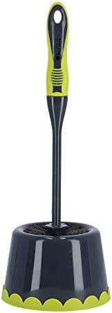 Royalford Toilet Brush with Holder - Easy Storage with Comfortable Handle - Compact Round Design - Clears Clogged Toilets and drains - Ideal for Home & Office Use