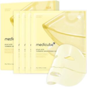 medicube Kojic Acid Turmeric Brightening Gold Jelly Gel Mask | Overnight Face Mask for Glass Glow Skin- Elasticity, Hydrating, Firming and Moisturizing | Korean Skincare, 28g x 4ea