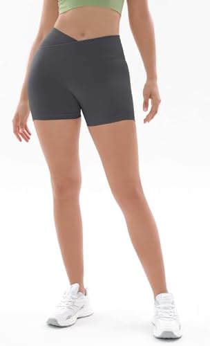 Vertvie Women's Gym Shorts V Cross Stretch Push Up Yoga Shorts Booty Scrunch Fitness Trousers Short High Waist Seamless Workout Sports Shorts Butt Lift Short Leggings Summer