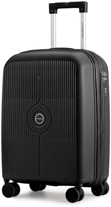 Cabinpro Unisex Expandable PP Fashion Trolley Lightweight Hard-Shell Spinner luggage with 360° Degree 4 Twin Wheel and Double Zippers CP003 (Carry-On 20-Inch, Black)
