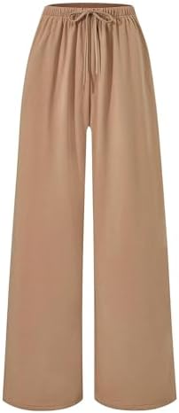 Womens Pants, Lounge Pants with Drawstring Waist and Wide Leg Casual Work Pant for Home Wear, Outdoor Activities