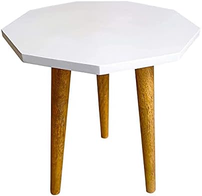 UHUD CRAFTS Beautiful Antique Wooden Fold-able Side Table/End Table/Plant Stand/Stool Living Room Kids Play Furniture Table Round Shape,White,Medium,UC-12