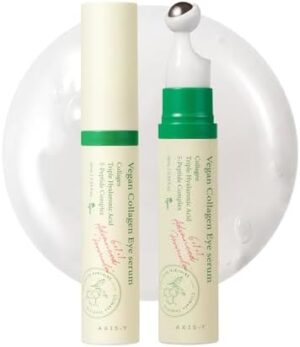 AXIS-Y Vegan Collagen Eye Serum 10ml - K Beauty Triple Hyaluronic Acid & Peptide Collagen Serum for Skin Elasticity, Reduce Fine Lines & Dark Circles - Vegan Korean Skin Care Eye Cream - 0.33 fl. oz.