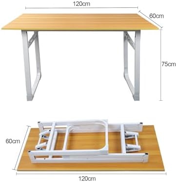 Adjustable Folding Desk No Install, Portable and Compact Computer Walnut Table Office Table for Home, Office, Study, Dining, Camping, Picnic, and BBQ (Yellow, 120 * 60 * 75cm)