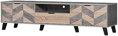 MAF Wooden Modern TV Table Multifunctional TV Desk Stand with Storage Shelves Drawers For office, Home, Entrainment Living Room Gaming Media Room A MODLE MAF-TV100-180CM