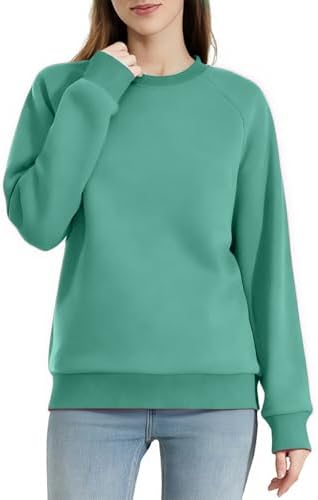 Women’s Long Sleeve Crew Neck T-Shirt Solid Color Casual Loose Fit Basic Fall Fashion Top