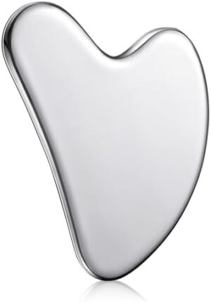 Nuanchu Stainless Steel Gua Sha Facial Tools Mother's Day Self Care Gifts Guasha for Face Metal Gua Sha Tighten Skin Massage Guasha Beauty Tool for Body Eyes Massager with Travel Pouch(Silver)