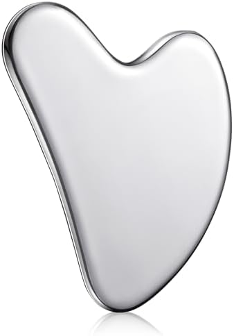 Nuanchu Stainless Steel Gua Sha Facial Tools Mother's Day Self Care Gifts Guasha for Face Metal Gua Sha Tighten Skin Massage Guasha Beauty Tool for Body Eyes Massager with Travel Pouch(Silver)