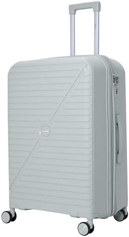 Senator Unisex Expandable Hard Case Luggage Lightweight PP Fashion Trolley Luggage with 4 Double Spinner Wheel and Safe Zippers KH1006 (Checked Luggage 28-Inch, Silver)