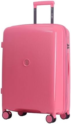 Reflection ISTANBUL theme PP Suitcase, Durable, Lightweight Hardshell, Telescopic Handle, Vertical Series Travel Luggage Trolley with 4 Quiet 360° Wheels and TSA Lock (Pink, 20-Inch Carry-On)