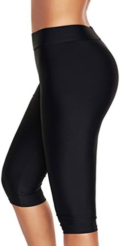 Akaeys Women Knee Length Swim Shorts Leggings Sun Protection Rash Guard Pants Sports Crop Swim Tights Tankini Bottom