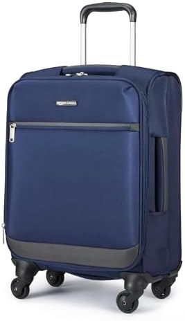 Amazon Basics Softside Carry-On Spinner Suitcase - 21 Inch (53cm), Navy Blue