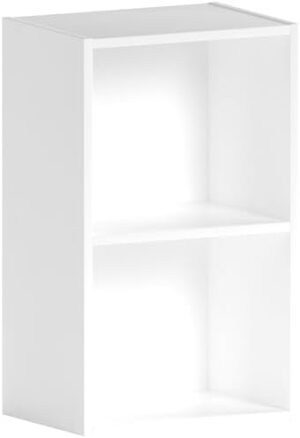 Vida Designs Oxford 2 Tier Cube Bookcase, White Wooden Shelving Display Storage Unit Office Living Room Furniture