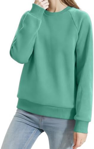Women’s Long Sleeve Crew Neck T-Shirt Solid Color Casual Loose Fit Basic Fall Fashion Top