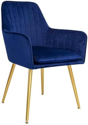 Maple Home Decoration Modern Accent Arm Chairs Living Dining Room Velvet Mid-Century Upholstered Seat Golden Legs (Blue)