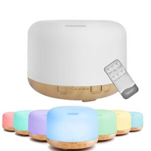 Beauenty 500ml Premium Essential Oil Diffuser With Remote Control,Ultrasonic Aromatherapy Fragrant Oil Humidifier Vaporizer,7 Color Led Lights, Ultra-Quiet Operation，Timer And Auto-Off Switch