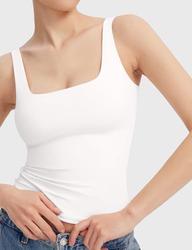 PUMIEY - Women's Double-Lined Square Neck Tank Top, Sharp Collection