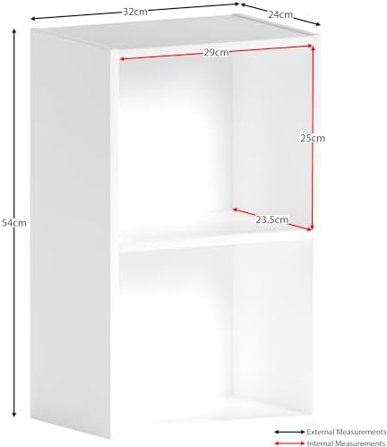 Vida Designs Oxford 2 Tier Cube Bookcase, White Wooden Shelving Display Storage Unit Office Living Room Furniture